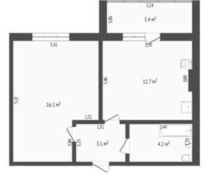1-к квартира, на длительный срок, 29м2, 3/3 этаж