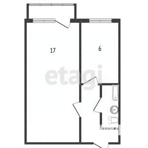 1-к квартира, на длительный срок, 29м2, 4/5 этаж