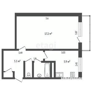 1-к квартира, вторичка, 32м2, 5/5 этаж