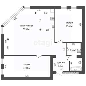 3-к квартира, вторичка, 97м2, 4/4 этаж