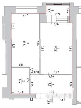 1-к квартира, вторичка, 41м2, 3/5 этаж