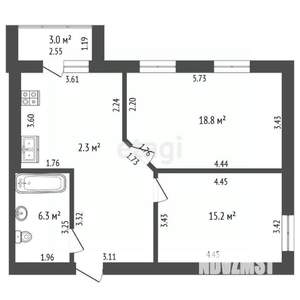 2-к квартира, вторичка, 65м2, 7/9 этаж