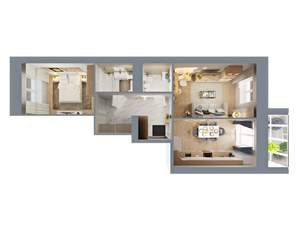 2-к квартира, вторичка, 61м2, 4/5 этаж