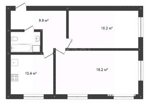 2-к квартира, вторичка, 58м2, 1/2 этаж