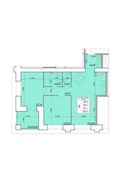2-к квартира, строящийся дом, 63м2, 6/9 этаж