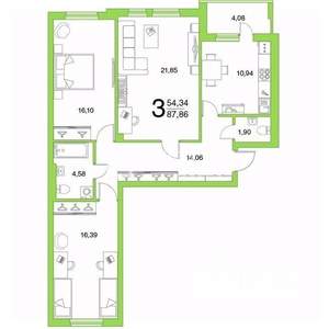 3-к квартира, вторичка, 65м2, 8/9 этаж