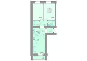 3-к квартира, строящийся дом, 76м2, 3/9 этаж