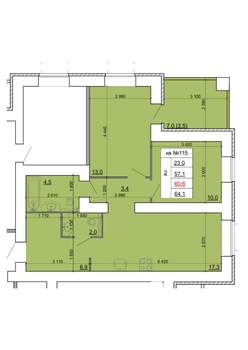 2-к квартира, строящийся дом, 61м2, 1/9 этаж