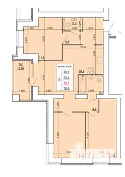3-к квартира, строящийся дом, 76м2, 9/9 этаж
