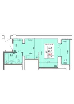 Студия квартира, строящийся дом, 32м2, 8/9 этаж