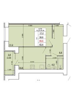 1-к квартира, строящийся дом, 41м2, 5/9 этаж