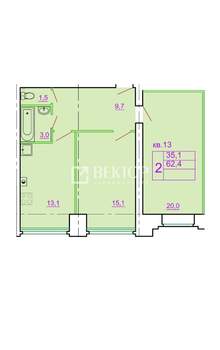 2-к квартира, вторичка, 65м2, 2/3 этаж