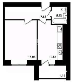1-к квартира, вторичка, 40м2, 8/9 этаж