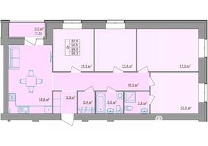 3-к квартира, строящийся дом, 98м2, 6/9 этаж