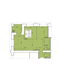 2-к квартира, строящийся дом, 62м2, 1/9 этаж