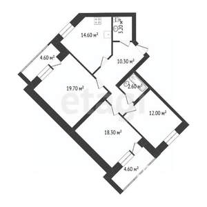 3-к квартира, вторичка, 83м2, 3/12 этаж