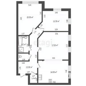 3-к квартира, вторичка, 78м2, 4/4 этаж
