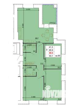 3-к квартира, строящийся дом, 90м2, 9/9 этаж