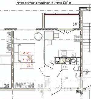 1-к квартира, вторичка, 35м2, 5/9 этаж