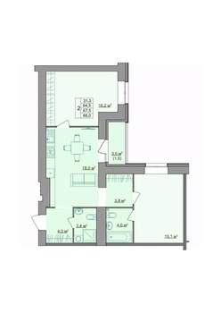 2-к квартира, строящийся дом, 66м2, 5/9 этаж