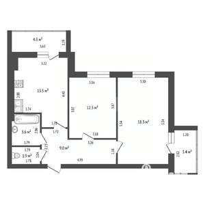 2-к квартира, вторичка, 62м2, 5/8 этаж