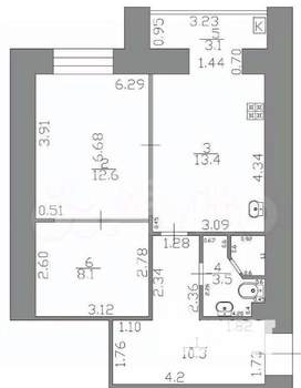 Студия квартира, вторичка, 51м2, 8/9 этаж