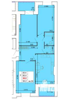 3-к квартира, строящийся дом, 90м2, 6/9 этаж