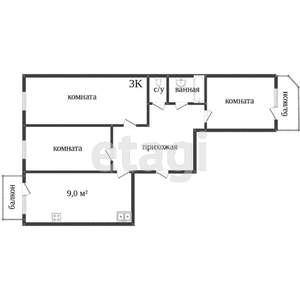 3-к квартира, вторичка, 65м2, 1/10 этаж