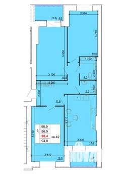 3-к квартира, строящийся дом, 90м2, 8/9 этаж