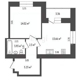 2-к квартира, вторичка, 62м2, 3/9 этаж