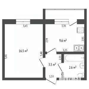 1-к квартира, вторичка, 38м2, 5/5 этаж