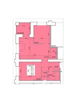 2-к квартира, строящийся дом, 65м2, 3/9 этаж