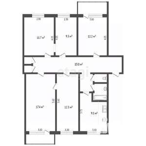 5-к квартира, вторичка, 92м2, 4/5 этаж