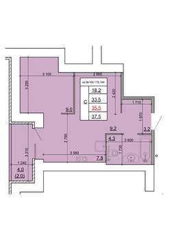 Студия квартира, строящийся дом, 36м2, 9/9 этаж