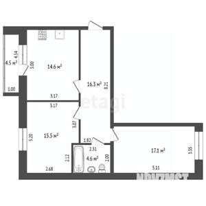 2-к квартира, вторичка, 72м2, 2/3 этаж