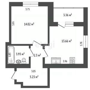 1-к квартира, вторичка, 42м2, 3/9 этаж