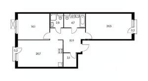 2-к квартира, вторичка, 59м2, 3/9 этаж