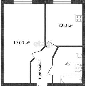 1-к квартира, вторичка, 31м2, 3/3 этаж