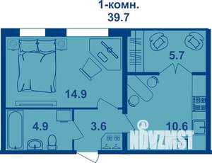 1-к квартира, строящийся дом, 40м2, 10/12 этаж