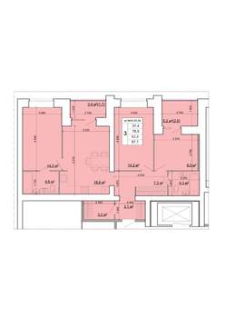 3-к квартира, строящийся дом, 83м2, 8/9 этаж