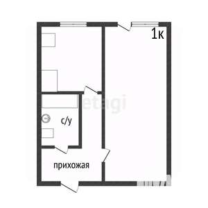 1-к квартира, вторичка, 33м2, 4/5 этаж