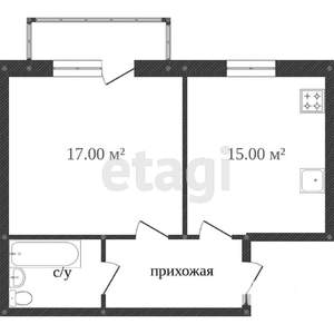 1-к квартира, вторичка, 42м2, 3/3 этаж