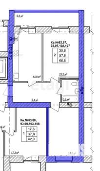 2-к квартира, вторичка, 67м2, 5/9 этаж