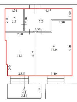 1-к квартира, вторичка, 40м2, 5/9 этаж