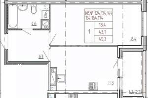 1-к квартира, вторичка, 45м2, 4/12 этаж