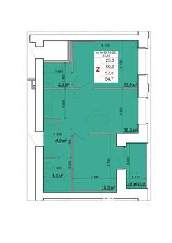 2-к квартира, строящийся дом, 53м2, 2/9 этаж