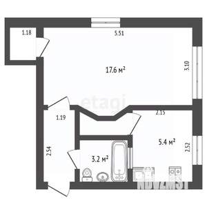 1-к квартира, вторичка, 32м2, 1/4 этаж