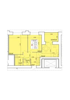 2-к квартира, строящийся дом, 54м2, 5/9 этаж