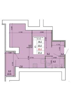 Студия квартира, строящийся дом, 35м2, 6/9 этаж
