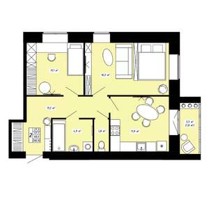 2-к квартира, строящийся дом, 59м2, 5/6 этаж